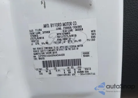 2005 Ford F-150 Fx4/Lariat/Xl/Xlt from USA, damaged, VIN 1FTPX14545NA54420